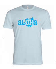 Aloha OH Unisex Fitted T-Shirt Ice Blue w/Blue Logo