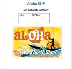 Gift Certificate SUP Birthday Party